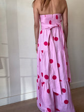 Load image into Gallery viewer, Rebecca Vallance - Delia Linen Strapless Tiered Maxi Dress - Pink Spot Print - 8 - RRP$440
