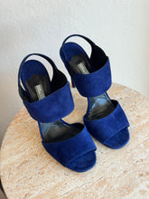 Load image into Gallery viewer, Prada - Open Toe Slingback Heels - Blue Suede - 38
