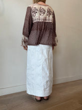 Load image into Gallery viewer, Daughters of India - LS Cotton Boho Blouse  - Brown /Cream/Pink- L
