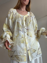 Load image into Gallery viewer, Aje - Silk/Linen Watercolour Print LS Top - Yellow - OS
