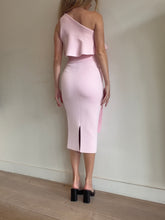 Load image into Gallery viewer, Scanlan Theodore - One Shoulder Crepe Knit Ruffle Midi Dress w Belt - Baby Pink - S - RRP$699
