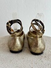 Load image into Gallery viewer, Alexander McQueen - Wrap Ankle Ballet Flats - Gold - 37.5
