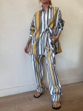Load image into Gallery viewer, Bassike - LS Shirt - Navy white yellow Stripe - 1

