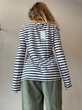 Load image into Gallery viewer, Alexander Wang -LS Stripe Top - Navy Stripe - Small
