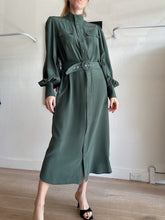 Load image into Gallery viewer, Zimmermann - Silk LS Midi dress w belt - Khaki - 3
