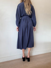 Load image into Gallery viewer, Scanlan Theodore - Silk LS Midi Dress w Pussybow - Navy - 10
