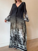 Load image into Gallery viewer, Camilla - V-Neck Animal/Skull LS Maxi Dress - Black - L
