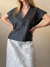 Load image into Gallery viewer, IRO - LeatherV Neck Top - Black - 34
