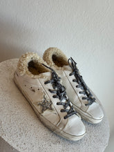 Load image into Gallery viewer, Golden Goose - Superstar Shearling Sneakers w Silver Glitter Star - White - 39
