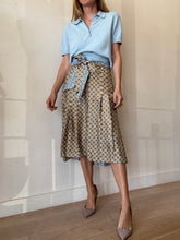 Load image into Gallery viewer, Easton Pearson - Pleated Geo Print Skirt - Brown/Blue - 12
