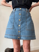 Load image into Gallery viewer, Aje - Denim Mini Skirt - Mid Denim w gold buttons - 12
