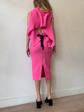 Load image into Gallery viewer, Roland Mouret - Eugene Open Back Wool Crepe Top &amp; Zip Pencil Set - Pink - 4US/8
