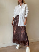 Load image into Gallery viewer, Flannel - Sequin Pleated Maxi Skirt - Brown squins - 1
