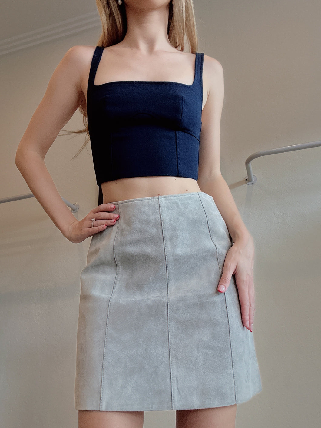 Ena Pelly - Suede Mini Skirt - Grey - M