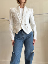 Load image into Gallery viewer, Balmain Paris - Distress Tux Style Denim Jacket - Ivory - 38 - RRP$2790
