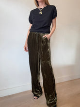 Load image into Gallery viewer, ME+EM - Silk Velvet Lounge Pants - Khaki Green - 12

