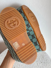 Load image into Gallery viewer, Gucci - Canavs Logo Wedge Sandals - Blue - 37.5 - RRP$1,450
