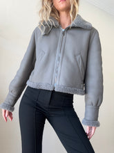 Load image into Gallery viewer, Fendi - Leather/Shearling Aviator Jacket - Grey - 40 - RRP$11,200
