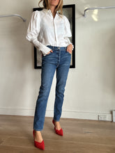 Load image into Gallery viewer, Joslin - Linen Blouse w elastic sleeve - White - 8

