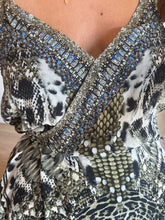 Load image into Gallery viewer, Camilla - Silk Wrap Strap Maxi dress - Animal Print - XS

