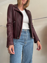 Load image into Gallery viewer, IRO - Newhan Moto Leather Jacket - Burgundy - 38 - rrp$1950
