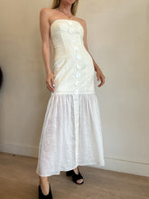 Load image into Gallery viewer, Joslin - Luca Linen Romie Strapless Midi Dress  w Buttons - Ivory - 8 - NWT - RRP$389
