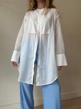 Load image into Gallery viewer, Bassike - Sheer Cotton Shirt - White w black stitch detail- XS/S
