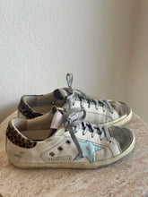 Load image into Gallery viewer, Golden Goose - Superstar Canvas Leopard Heel w Blue Star Sneaker - White - 38 - RRP$840

