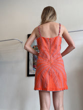 Load image into Gallery viewer, Alexis - Rosen Square Neck Palm Embroidered MiniDress - Orange - M - RRP$596

