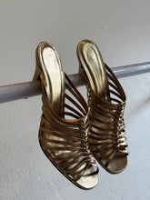 Load image into Gallery viewer, Salvatore Ferragamo - Jessa 85mm Braided Leather Mules - Gold - 9
