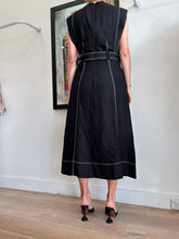 Load image into Gallery viewer, Aje - Beacon Sleeveless Midi Dress w white stitch &amp; belt - Black - 12 - RRP $450
