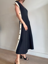 Load image into Gallery viewer, Proenza Schouler - Knit V-neck Button side Maxi Dress - Black/Cream Trim - S
