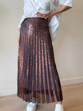 Load image into Gallery viewer, Flannel - Sequin Pleated Maxi Skirt - Brown squins - 1
