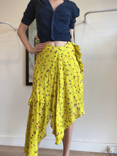 Load image into Gallery viewer, Preen By Thornton Bregazzi - Frilly Midi Skirt - Yellow -w small florals  S
