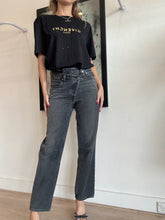 Load image into Gallery viewer, Givenchy - Distressed Tshirt - Black w gold logo - S - RRP$1000 - as new
