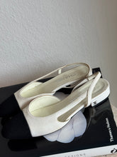 Load image into Gallery viewer, Chanel - Slingback Fabric Flats - Metalic White - 37C
