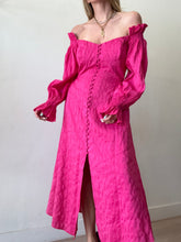 Load image into Gallery viewer, Cult Gaia - Simona Button front off shoulder Midi Dress - Dragonfruit Pink - 12
