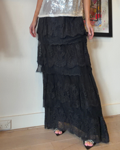 Load image into Gallery viewer, Flannel - Tiered Lace Maxi Skirt - Black - 1
