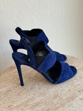 Load image into Gallery viewer, Prada - Open Toe Slingback Heels - Blue Suede - 38
