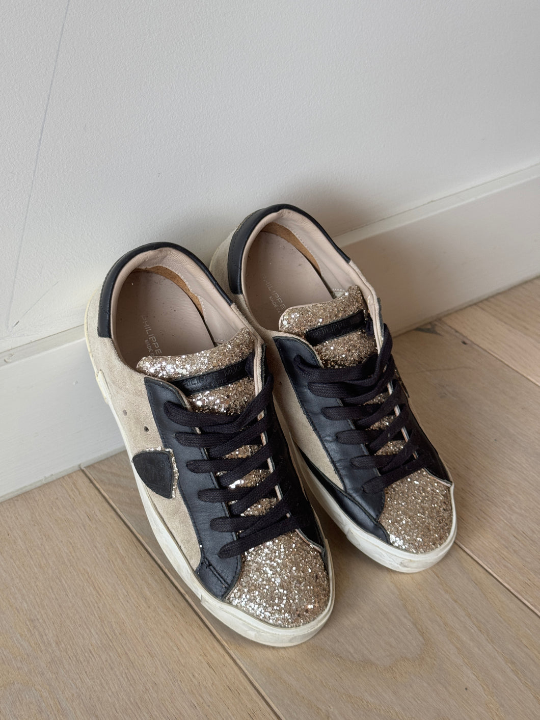 Philippe Model - Sneaker - Grey suede w silver glitter  - 40