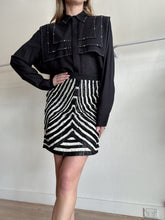 Load image into Gallery viewer, Gucci - Fringed Mini Skirt - Black/White - 38
