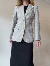 Load image into Gallery viewer, Scanlan Theodore - Single Breasted Gold Button Blazer - Stripe - 6
