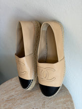 Load image into Gallery viewer, Chanel - Lambskin Espadrilles - Beige/Black - 37 - RRP$1460
