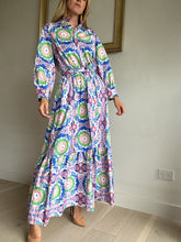 Load image into Gallery viewer, Borgo De Nor - Floral Shirt Midi dress - Blue green white - 12 - RRP$1,110
