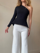 Load image into Gallery viewer, Scanlan Theodore - One Shoulder Peplum Top - Navy - 10
