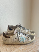 Load image into Gallery viewer, Golden Goose - Superstar Canvas Leopard Heel w Blue Star Sneaker - White - 38 - RRP$840

