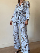 Load image into Gallery viewer, Bond Street - Botantical Print Silk Pajama Set - Blue - M
