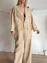 Load image into Gallery viewer, Christopher Esber - Belted Patch Linen Blazer &amp; Pants Suit Set - Brown - 6/Pants 8 - RRP$1390
