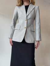 Load image into Gallery viewer, Scanlan Theodore - Single Breasted Gold Button Blazer - Stripe - 6
