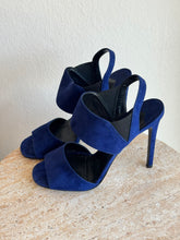 Load image into Gallery viewer, Prada - Open Toe Slingback Heels - Blue Suede - 38
